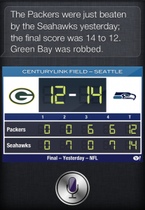 Siri GreenBay Packers Seattle Seahawks